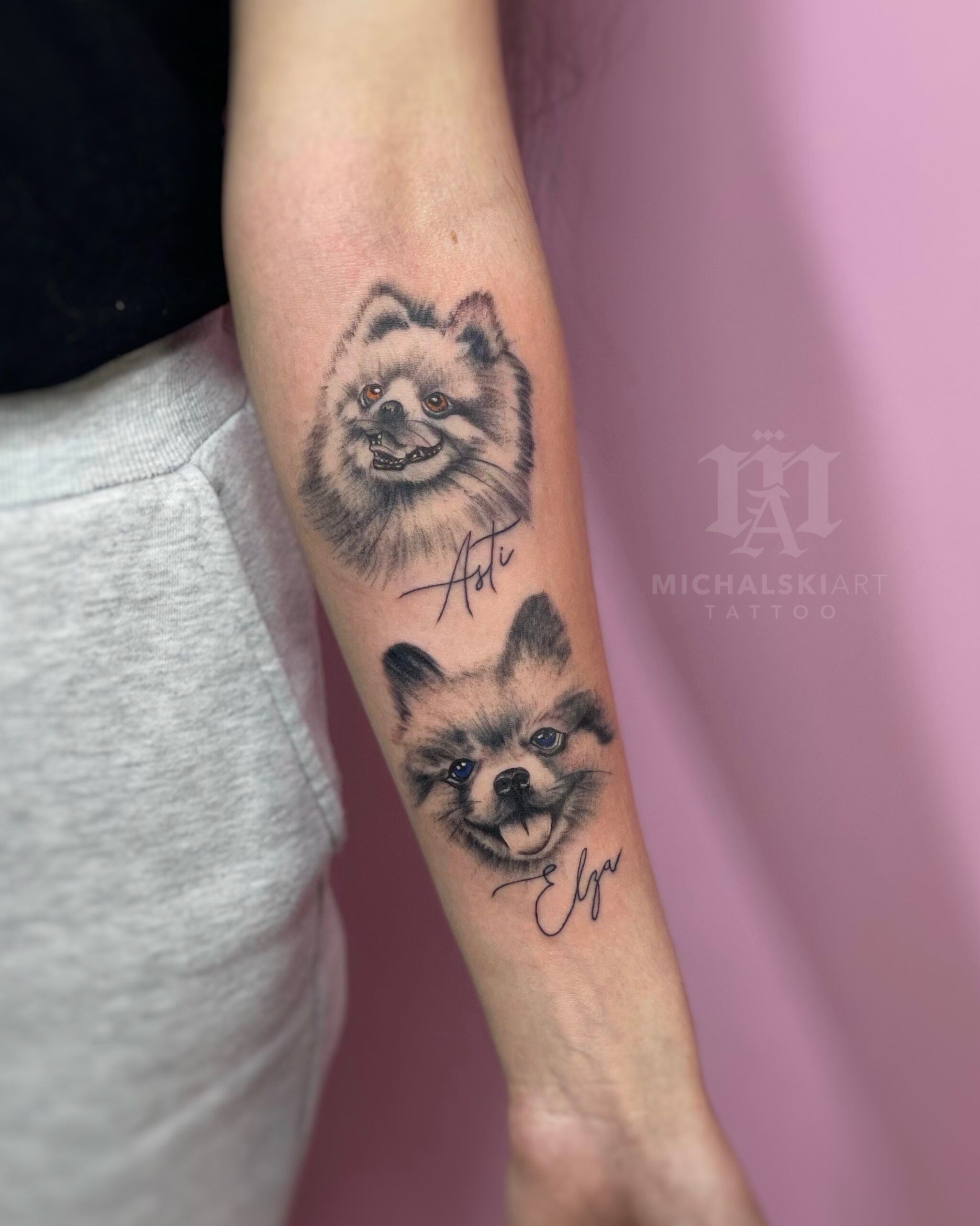 realistyczny tatuaż psów